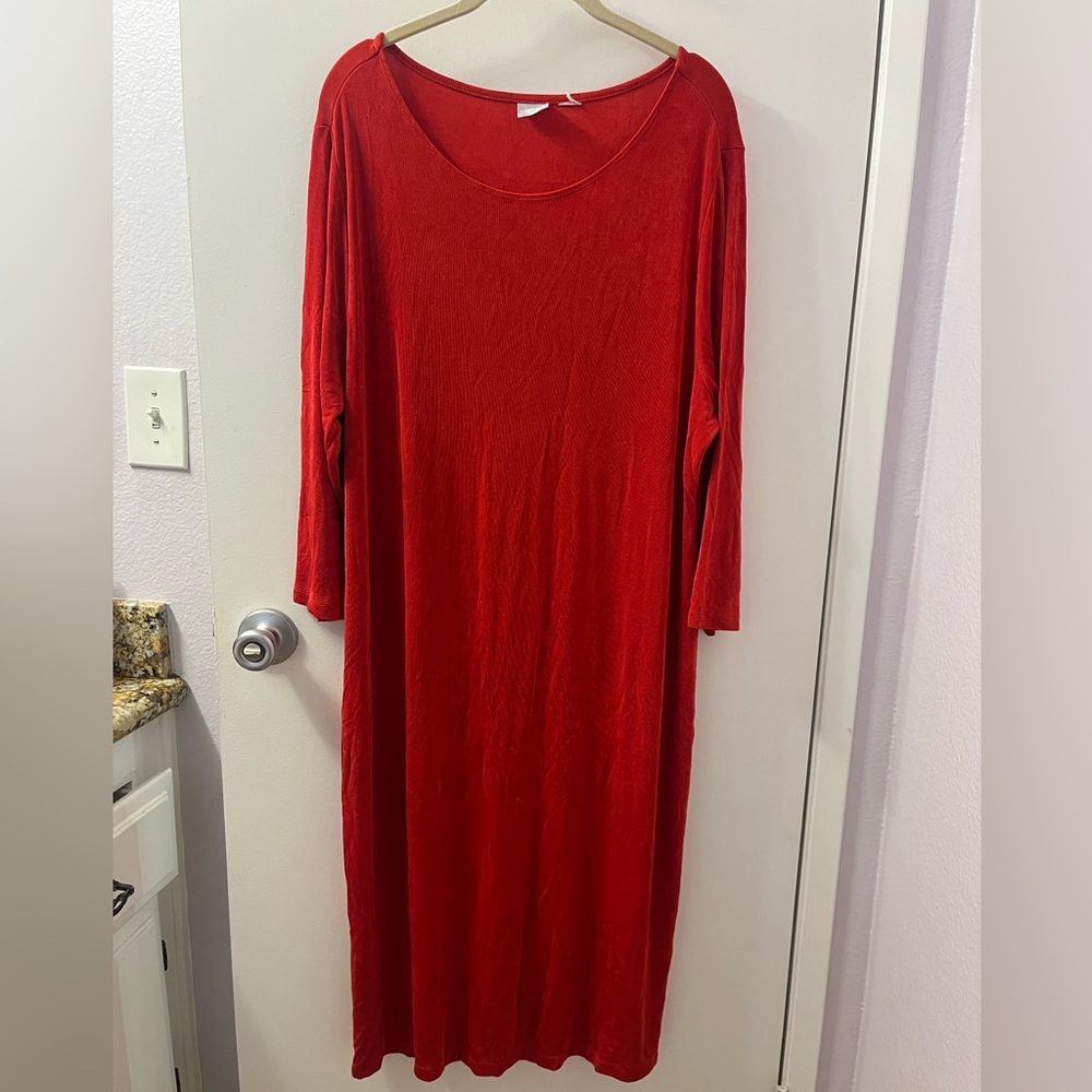 Chico's Vibrant Red Long Sleeve Dress Stretchy Pre❤️ Good Condition PTP 25-34